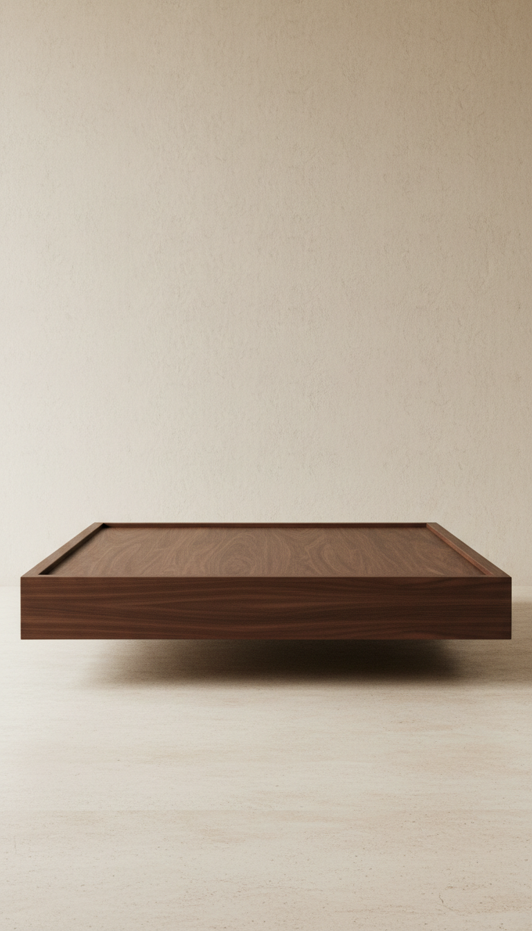 Schwebendes Bett aus Nussbaumholz