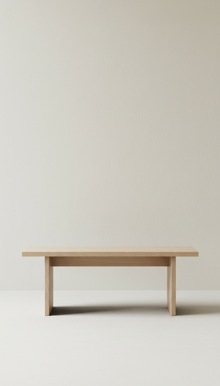 Minimalistische Bank aus Eschenholz